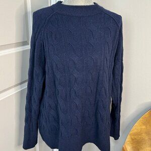 Aerie Oversized Navy Blue Cable Knit Sweater Size S EUC